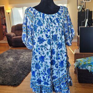 💙 2/$20 Artelier Nicole Miller Cottage Core Floral Dress ("peasant mini dress")